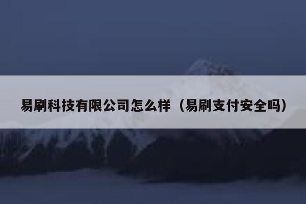 易刷科技有限公司怎么样（易刷支付安全吗） 第1张