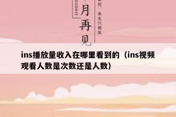 ins播放量收入在哪里看到的（ins视频观看人数是次数还是人数） 第1张