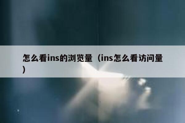 怎么看ins的浏览量（ins怎么看访问量） 第1张