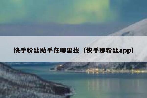 快手粉丝助手在哪里找(快手那粉丝app) 第1张 快手粉丝助手在哪里找(快手那粉丝app) 第1张