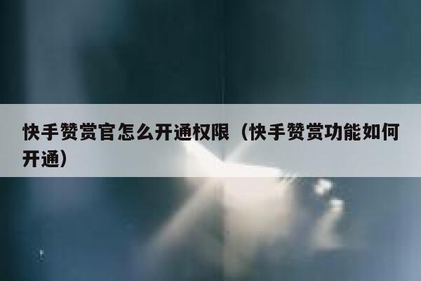 快手赞赏官怎么开通权限(快手赞赏功能如何开通) 第1张 快手赞赏官怎么开通权限(快手赞赏功能如何开通) 第1张