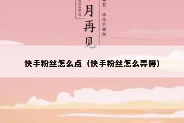 快手粉丝怎么点（快手粉丝怎么弄得） 第1张