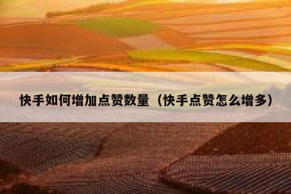 快手如何增加点赞数量（快手点赞怎么增多） 第1张