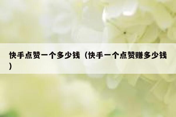 快手点赞一个多少钱（快手一个点赞赚多少钱） 第1张