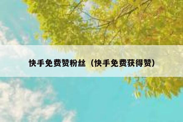 快手免费赞粉丝（快手免费获得赞） 第1张