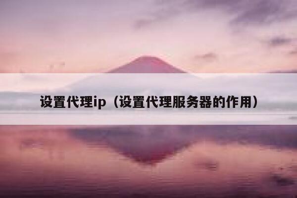 设置代理ip（设置代理服务器的作用） 第1张