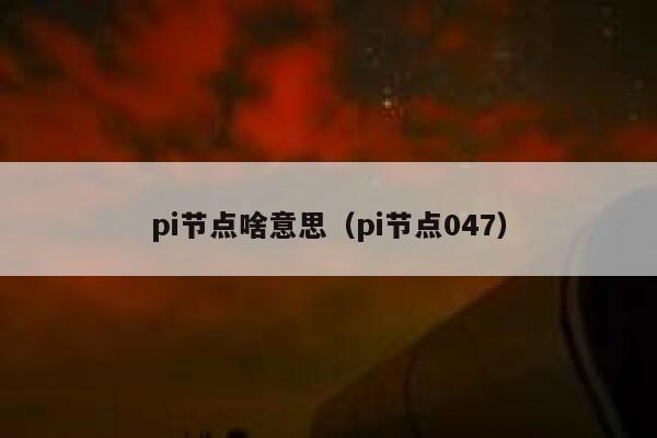 pi节点啥意思（pi节点047） 第1张