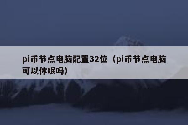 pi币节点电脑配置32位（pi币节点电脑可以休眠吗） 第1张