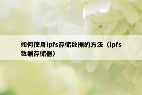如何使用ipfs存储数据的方法（ipfs数据存储器） 第1张