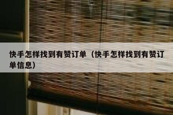 快手怎样找到有赞订单（快手怎样找到有赞订单信息） 第1张