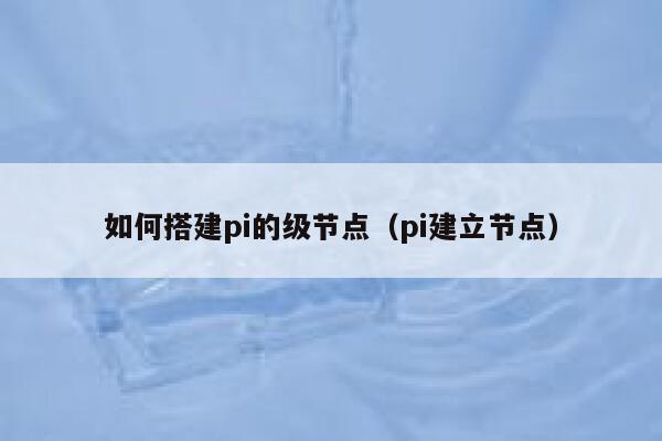 如何搭建pi的级节点(pi建立节点) 第1张 如何搭建pi的级节点(pi建立节点) 第1张
