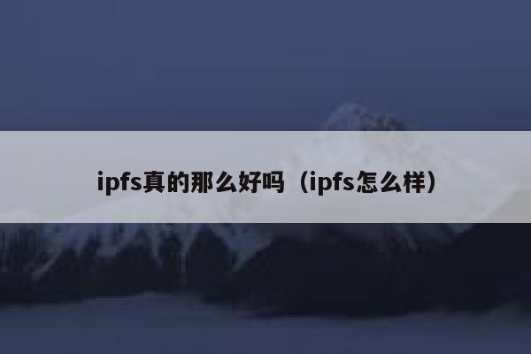 ipfs真的那么好吗(ipfs怎么样) 第1张 ipfs真的那么好吗(ipfs怎么样) 第1张