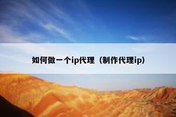 如何做一个ip代理（制作代理ip） 第1张