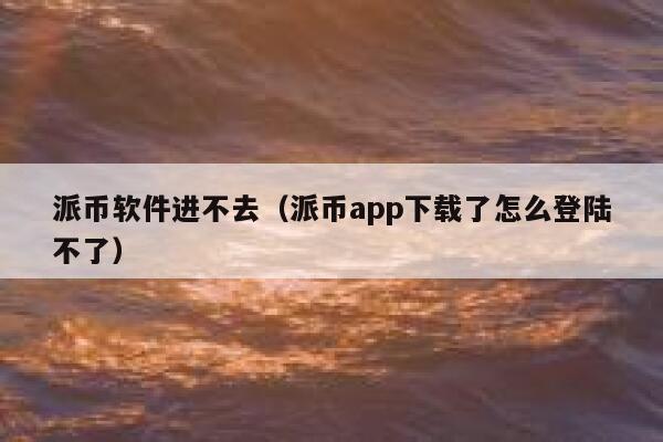 派币软件进不去（派币app下载了怎么登陆不了） 第1张