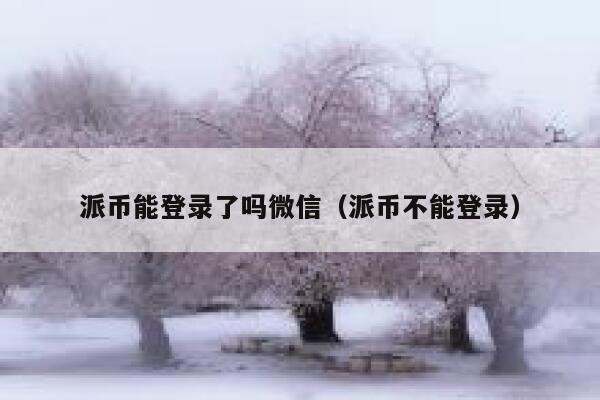 派币能登录了吗微信（派币不能登录） 第1张