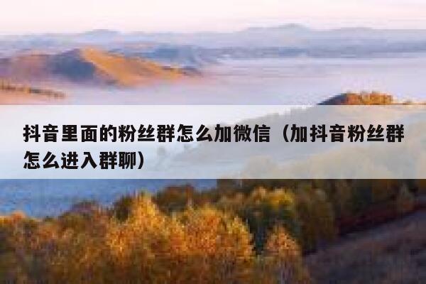 抖音里面的粉丝群怎么加微信(加抖音粉丝群怎么进入群聊) 第1张 抖音里面的粉丝群怎么加微信(加抖音粉丝群怎么进入群聊) 第1张