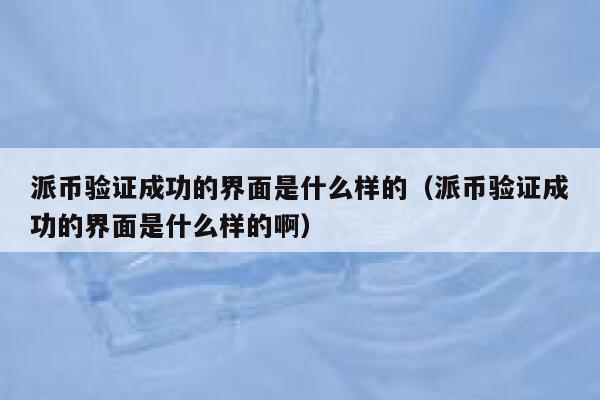 派币验证成功的界面是什么样的（派币验证成功的界面是什么样的啊） 第1张