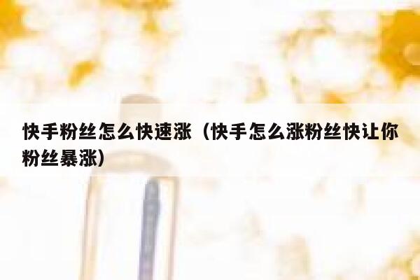 快手粉丝怎么快速涨(快手怎么涨粉丝快让你粉丝暴涨) 第1张 快手粉丝怎么快速涨(快手怎么涨粉丝快让你粉丝暴涨) 第1张