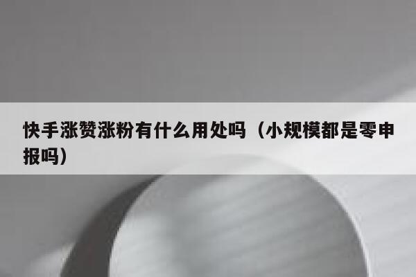 快手涨赞涨粉有什么用处吗（小规模都是零申报吗） 第1张