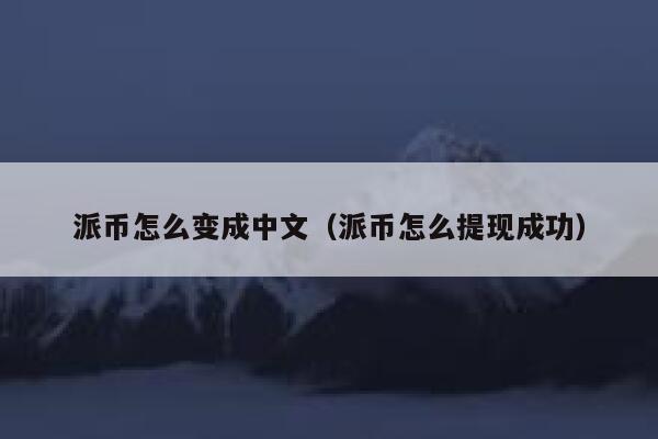 派币怎么变成中文（派币怎么提现成功） 第1张
