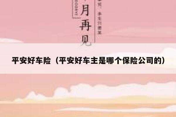 平安好车险（平安好车主是哪个保险公司的） 第1张