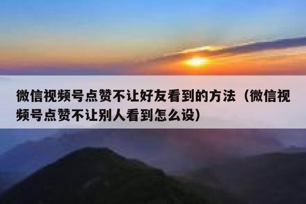 微信视频号点赞不让好友看到的方法（微信视频号点赞不让别人看到怎么设） 第1张