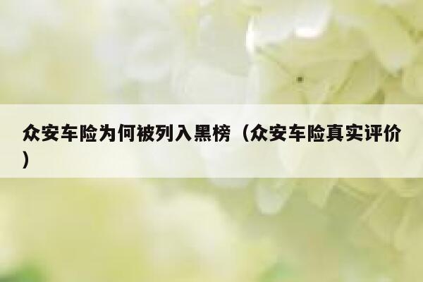 众安车险为何被列入黑榜（众安车险真实评价） 第1张