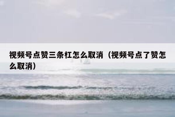 视频号点赞三条杠怎么取消（视频号点了赞怎么取消） 第1张