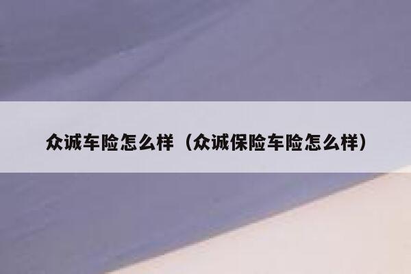众诚车险怎么样(众诚保险车险怎么样) 第1张 众诚车险怎么样(众诚保险车险怎么样) 第1张