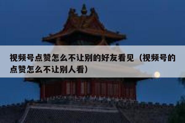视频号点赞怎么不让别的好友看见（视频号的点赞怎么不让别人看） 第1张