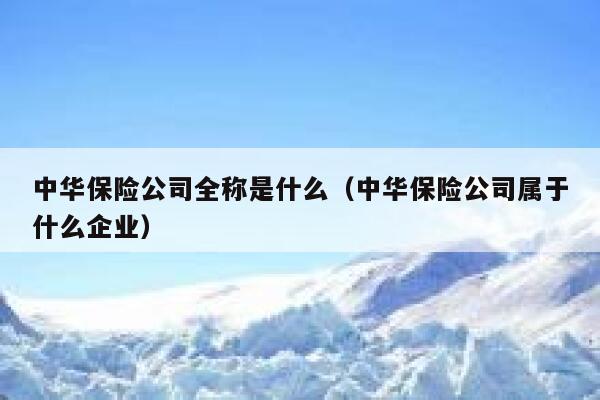 中华保险公司全称是什么（中华保险公司属于什么企业） 第1张