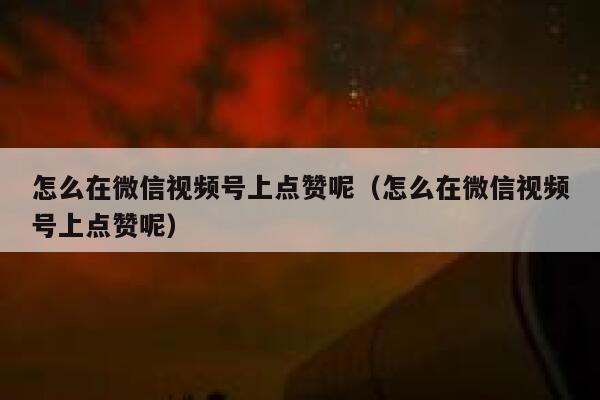 怎么在微信视频号上点赞呢（怎么在微信视频号上点赞呢） 第1张