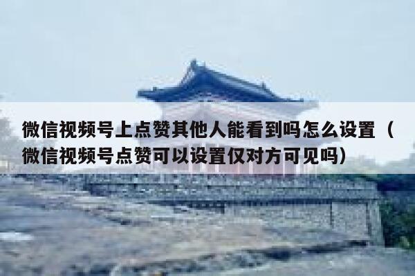 微信视频号上点赞其他人能看到吗怎么设置（微信视频号点赞可以设置仅对方可见吗） 第1张