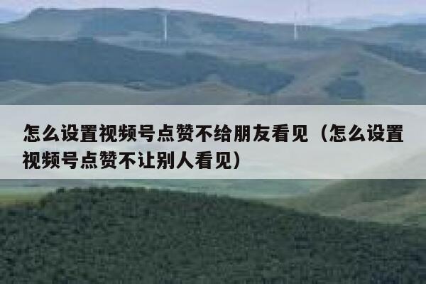 怎么设置视频号点赞不给朋友看见(怎么设置视频号点赞不让别人看见) 第1张 怎么设置视频号点赞不给朋友看见(怎么设置视频号点赞不让别人看见) 第1张