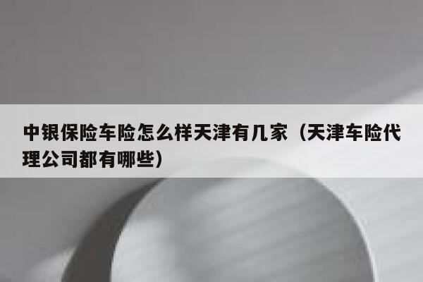中银保险车险怎么样天津有几家（天津车险代理公司都有哪些） 第1张