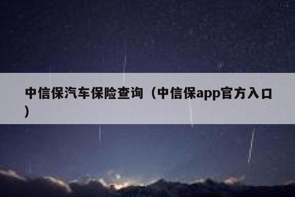 中信保汽车保险查询（中信保app官方入口） 第1张